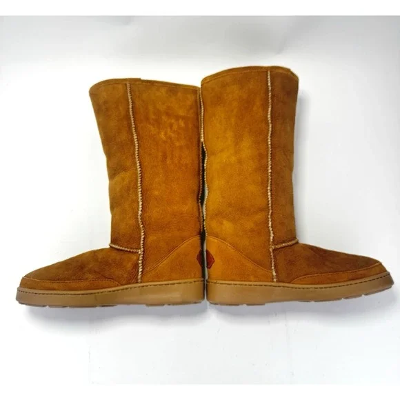 Minnetonka Womens Size 7 Beige Tan Sheepskin Sherpa Fur Lined Boot Calf - Picture 5 of 6